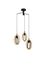 BASILDON PENDANT LIGHT 3X40W E27 BLK/NAT WOOD CLUSTER  43463N