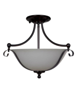 DALLAS 2LIGHT SEMI FLUSH BRONZE PENDANT WITH OPAL MATT GLASS 1000135