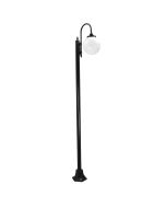 Lisbon Single Sphere Curved Arm Plain Post Light Black - 15783	