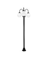 Lisbon Triple Sphere Curved Arms Plain Post Light Black - 15795	