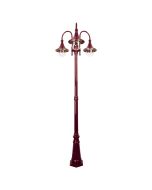 Monaco Triple Head Tall Post Light Burgundy - 15856