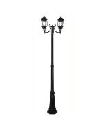 Vienna Twin Head Curved Arms Tall Post Light Black - 15969	