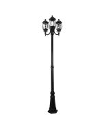 Vienna Three Head Curved Arm Tall Post Light Black - 15975	