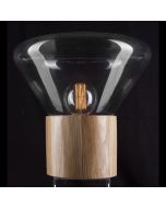 COPENHAGEN GLASS DOME TABLE LAMP (18980/07) TIMBER/CLEAR BRILLIANT LIGHTING