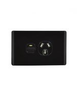 Leopard Power Point Switched 1 Gang 10A 250V (LEPP1GBLK) Black GSM