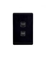 Leopard Switch Vertical 2 Gang 16AX/20A 250V (LESWV2GBK) Black GSM