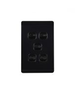 Leopard Switch Vertical 5 Gang 16AX/20A 250V (LESWV5GBLK) Black GSM