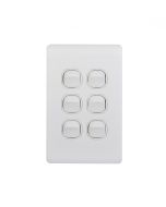 Leopard Switch Vertical 6 Gang, 16AX/20A 250V (LESWV6GWHT) White GSM