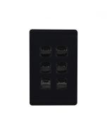 Leopard Switch Vertical 6 Gang, 16AX/20A 250V (LESWV6GBLK) Black GSM