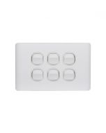 Leopard Switch Horizontal 6 Gang 16AX/20A 250V (LESW6G) GSM