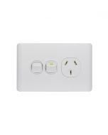 Leopard Power Point Switched 1 Gang 10A 250V With Extra Switch 16AX/20A (LEPPSW1GWHT) White GSM