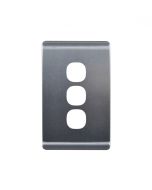 Leopard Switch Plate Vertical 3 Gang (LESWPV3GBA) Brushed Aluminium GSM