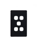 Leopard Switch Plate Vertical 5 Gang (LESWPV5GBLK) Black GSM