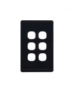 Leopard Switch Plate Vertical 6 Gang (LESWPV6GBLK) Black GSM