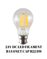 A60 B22 LED FILAMENT GLOBE 8W 2700K 24V DC (Non Dimmable)