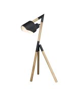 KYOTO TRIPOD TIMBER & METAL TABLE LAMP (18991/06)NATURAL/BLACK BRILLIANT LIGHTING