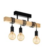 Townshend 3 Light Flush Mount Light Black / Timber - 32915