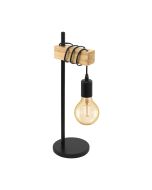 Townshend 1 Light Table Lamp 10W E27 Black / Timber - 32918N