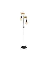 Townshend 2 Light Floor Lamp Black / Timber - 32919N