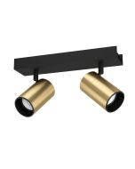 CUMARIBO SPOT 2X5W GU10 LED 4000K BLACK WITH BRASS MATT FIXTURE  390083N