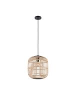 BORDESLEY PENDANT LIGHT 1X28W E27 BLACK/LIGHT WOOD 350MM 43216N