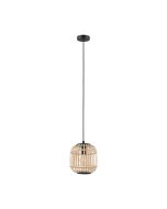 BORDESLEY PENDANT LIGHT 1X28W E27 BLACK/LIGHT WOOD 210MM 43231N