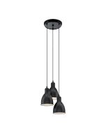 Priddy Industrial 3 Light Pendant Black - 49465