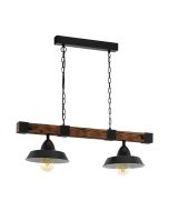 Oldbury 2 Light Pendant Wood / Rustic Brown E27 - 49684