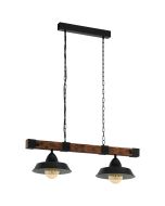 Oldbury 2 Light Pendant Wood Rustic Brown E27 60w 49684