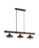 Oldbury 3 Light Pendant Wood / Rustic Brown - 49685