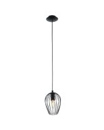 Newtown Small Vintage Wire Cage E27 60w Pendant Black 49477