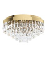 Valparaiso 8 Light Crystal 40W E14 Flush Mount Light Gold 39457