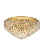 Valparaiso 11 Light Crystal 40W E14 Flush Mount Light Gold 39458