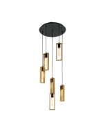 Littleton 6 Light Pendant Black / Wood 49549N