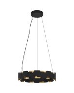 ALTAGRACIA ROUND PENDANT LIGHT 70W LED BLACK WITH GOLD ACCENT 390031