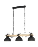 Lubenham 3 Light Industrial Pendant Black 43163N