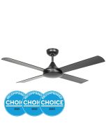 STRADBROKE 52 DC ceiling fan with E27 2 LIGHTS 7W Black 20491202