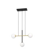 PAZ PENDANT LIGHT 3X40W E14 BLACK WITH BRASS ROUND 390177