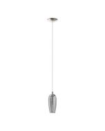 FARSALA  PENDANT LIGHT 1X3W G9 LED 3000K SATIN NICKEL FIXTURE WITH BLACK TRANSPARENT GLASS 2M 96343N