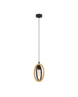 BASILDON PENDANT LIGHT 1X40W E27 BLACK WITH NATURAL WOOD ACCENT 43461N