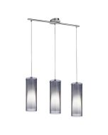 Pinto Nero 3 Light Twin Glass Pendant Satin Nickel - 90305