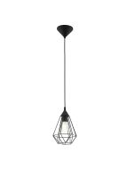 Tarbes 1 Light E27 60W Small Cage Pendant Black - 94187