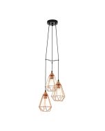 Tarbes 3 Light Cluster Cage Pendant Brushed Copper - 94196