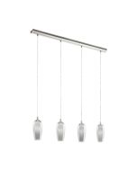 FARSALA PENDANT LIGHT 4X3W G9 LED 3000K SATIN NICKEL FIXTURE WITH BLACK TRANSPARENT GLASS  2M 96344N