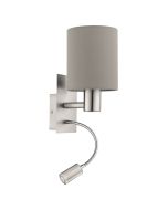 Pasteri Wall Light With Adjustable LED Goose Neck Satin Nickel / Taupe - 96478