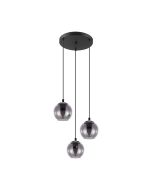 ARISCANI PENDANT LIGHT 3X40W E27 BLACK WITH BLACK TRANSPARENT SHADE 98653