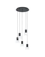 Molineros 5 Light 25W Dimmable LED Pendant Black / Tri-Colour 39727N