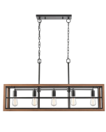 BANQUET Retro Interior Rectangular Wood Frame Pendant Light-BANQUET1