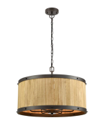 BARRIQUE: Retro Interior Large Drum Wood Pendant Lights- BARRIQUE2