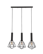 IRON CAGE BLACK 3 X CURVED ES PENDANT BLACKBAND1X3 CLA lighting